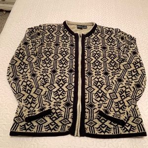 Erika Zip Front Black and Tan Size Large Sweater